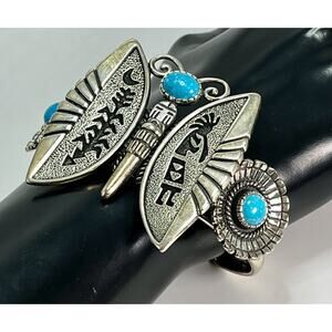 Relios Sterling Silver Turquoise Butterfly Rain Dancer Cuff Bracelet
